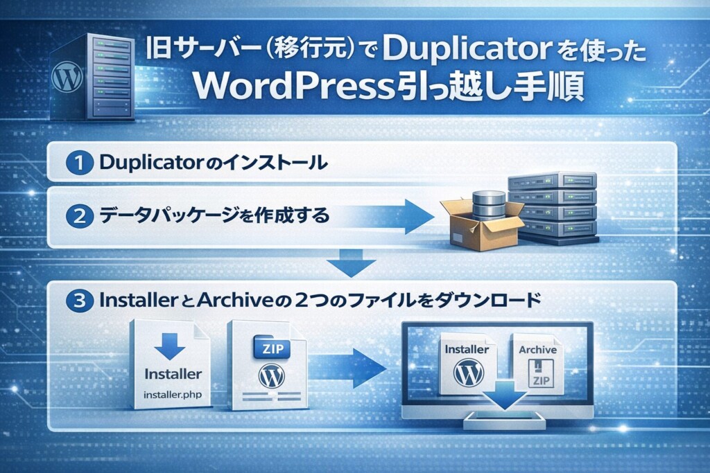 旧サーバー（移行元）側！DuplicatorでWordPress引っ越しをする作業