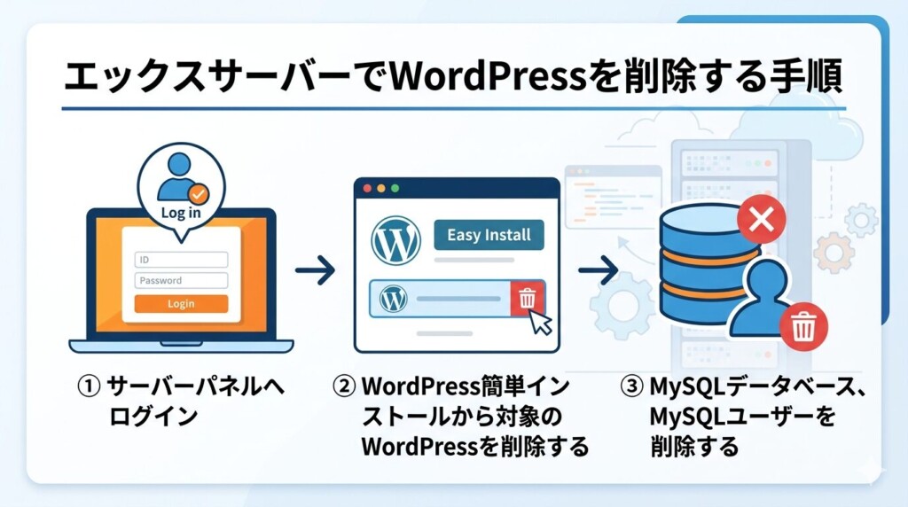 エックスサーバーでWordPressを削除する手順