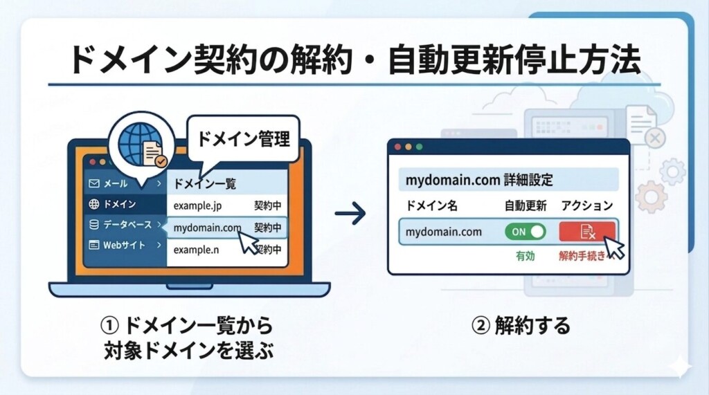 ドメイン契約の解約・自動更新停止方法