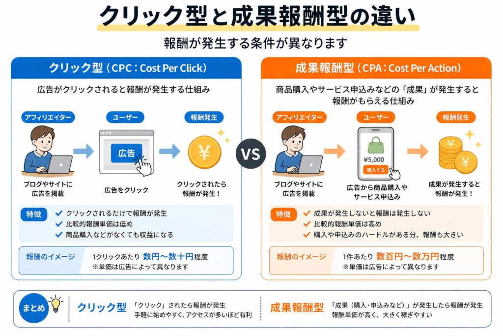 クリック型と成果報酬型の違い